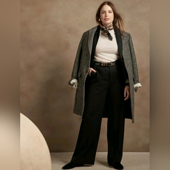 Banana Republic High Rise Wide Leg Italian Wool Pants Black Size 12 RT$130 NWT - Picture 3 of 11